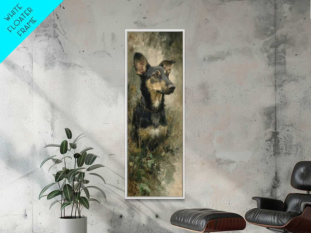 Dog Portrait with Painterly Collar and Loyal Canvas Print, Animal Art, Wall Decor, Living Room Decor, Oil Painting, Creature, ANI-1x3-25
