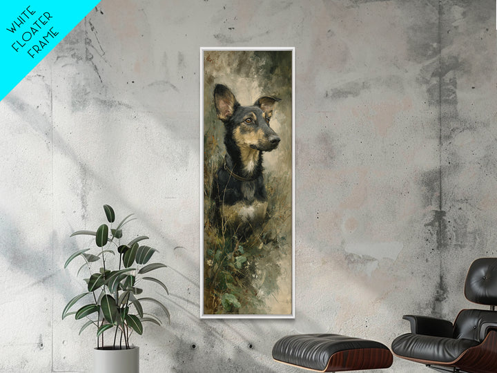 Dog Portrait with Painterly Collar and Loyal Canvas Print, Animal Art, Wall Decor, Living Room Decor, Oil Painting, Creature, ANI-1x3-25