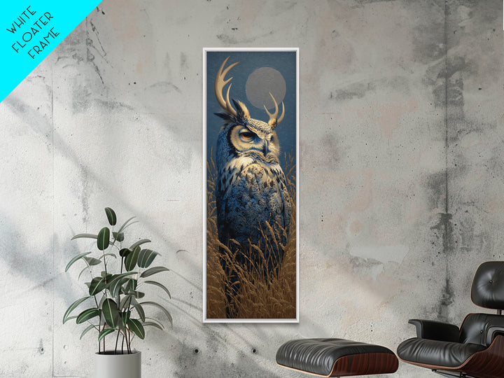 Owl with Moonlit Feathers and Celestial Accents Canvas Print, Animal Art, Decor, Living Room Decor, Oil Painting, Creature, ANI-1x3-27
