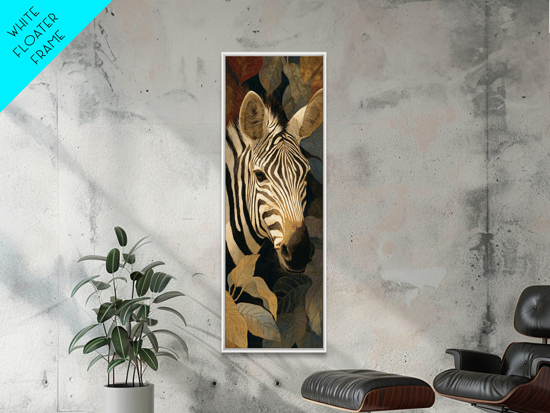 Zebra Portrait with Bold Graphic Stripe Pattern Framed Canvas Print, Animal Art, Modern Decor, Living Room Decor, Creature, ANI-1x3-29