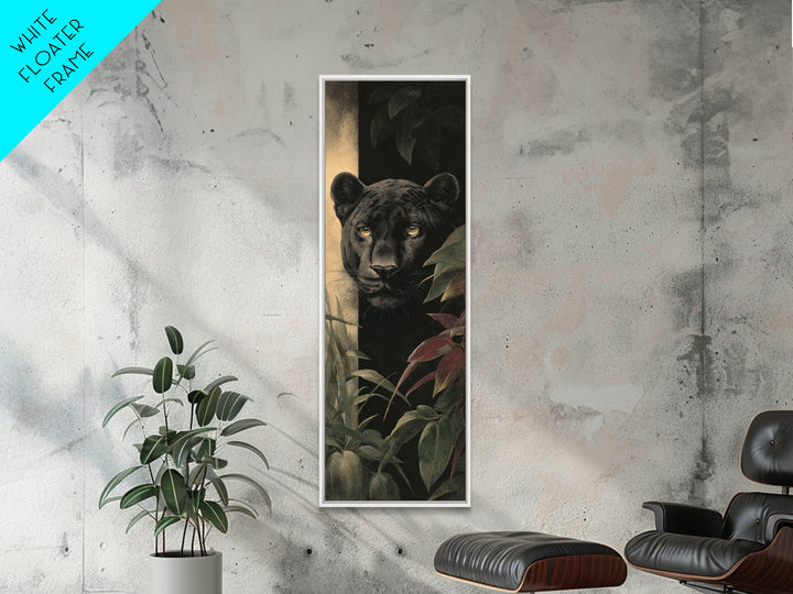 Dramatic Black Panther Emerging from Deep Jungle Canvas Print, Animal Art, Safari Nursery Decor, Living Room Decor, Creature, ANI-1x3-42