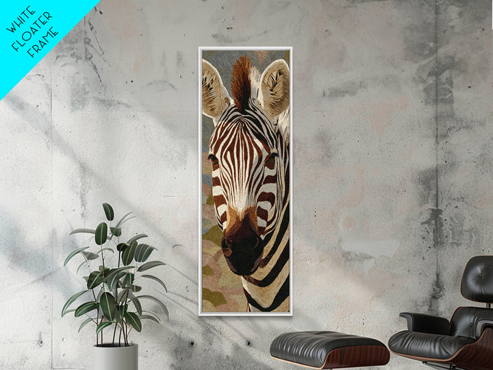 Zebra Portrait with Bold Graphic Stripe Pattern Framed Canvas Print, Animal Art, Modern Decor, Living Room Decor, Creature, ANI-1x3-53