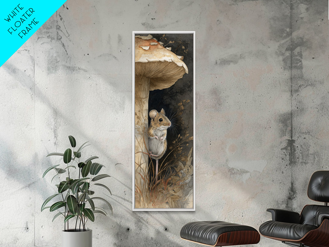 Tiny Field Mouse Framed Canvas Print, Animal Art, Trendy Wall Art, Living Room Decor, Fine Art, Creature, Textured Painting, ANI-1x3-70