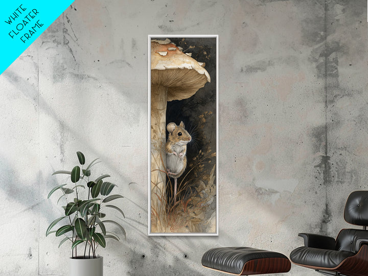 Tiny Field Mouse Framed Canvas Print, Animal Art, Trendy Wall Art, Living Room Decor, Fine Art, Creature, Textured Painting, ANI-1x3-70