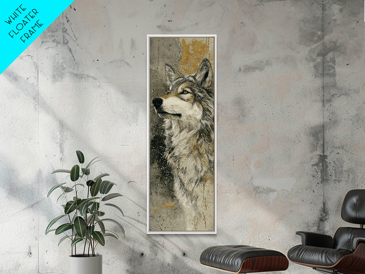 Wolf Silhouette Beneath a Star Filled Sky Canvas Print, Animal Art, Gallery Decor, Living Room Decor, Oil Painting, Creature, ANI-1x3-82