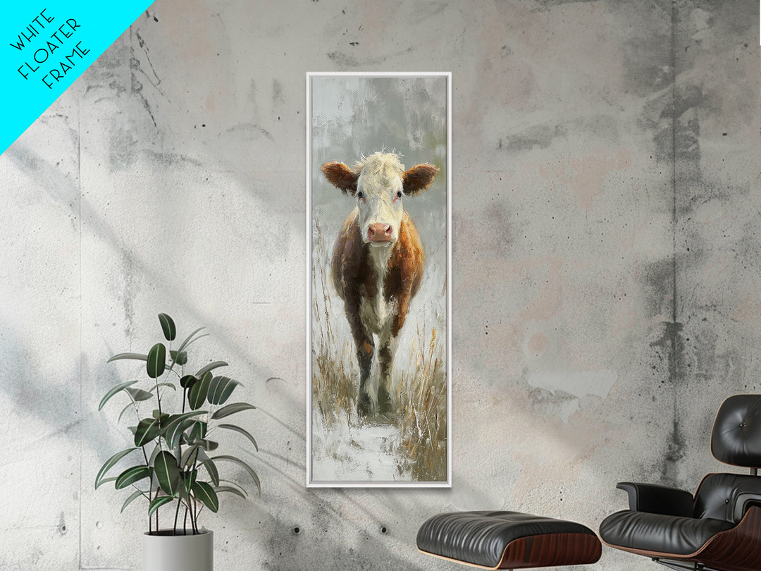 Gentle Cow Portrait Framed Canvas Print, Animal Art, Nursery Art, Living Room Decor, Fine Art, Creature, Luxury Decor, ANI-1x3-91