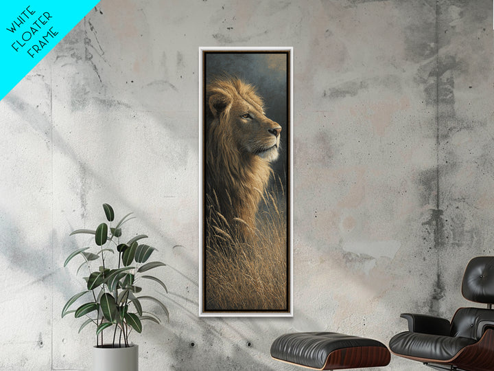 Regal Lion Profile Canvas Print, Animal Art, Minimalist Decor, Living Room Decor, Creature, Oil Painting, Digital Wall Art, ANI-1x3-93