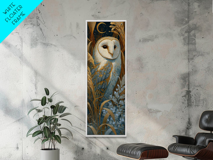 Owl with Moonlit Feathers and Celestial Accents Canvas Print, Animal Art, Safari Nursery Decor, Living Room Decor, Creature, ANI-1x3-99