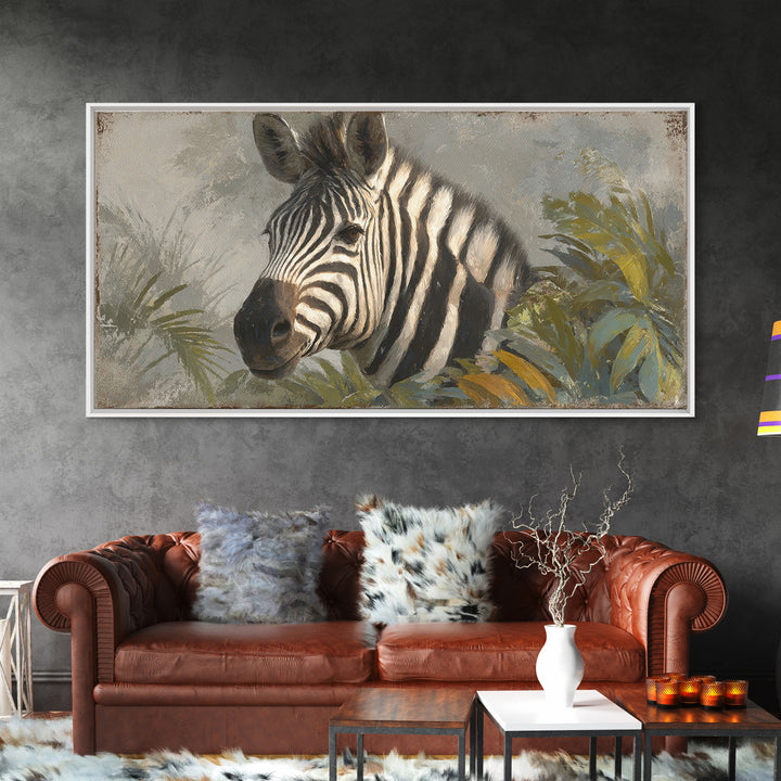 Zebra Portrait with Bold Graphic Stripe Pattern Canvas Print, Animal Art, Minimalist Decor, Living Room Decor, Creature, ANI-2x1-37
