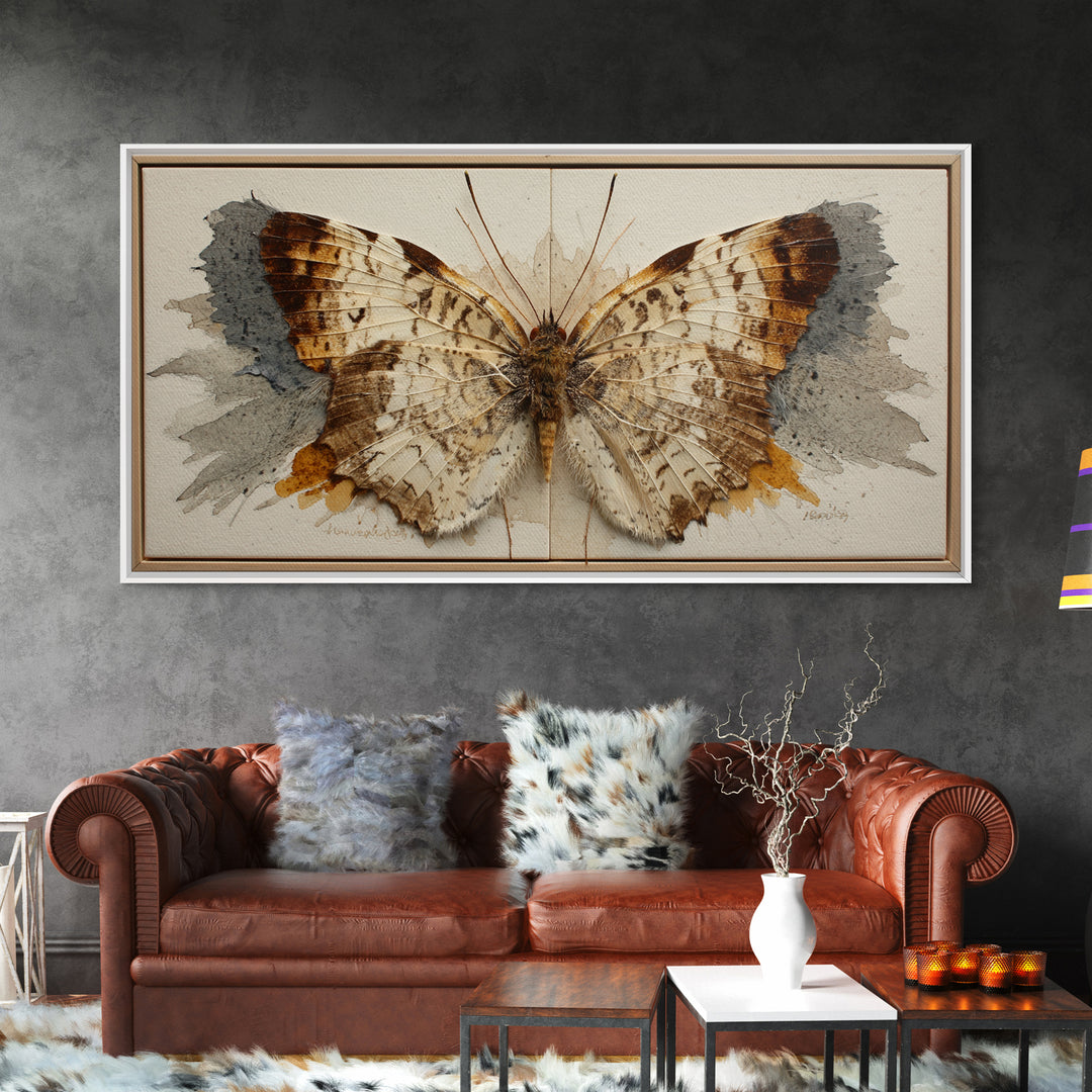 Butterfly Specimen Composition Framed Canvas Print, Animal Art, Digital Prints, Living Room Decor, Fine Art, Creature, ANI-2x1-43
