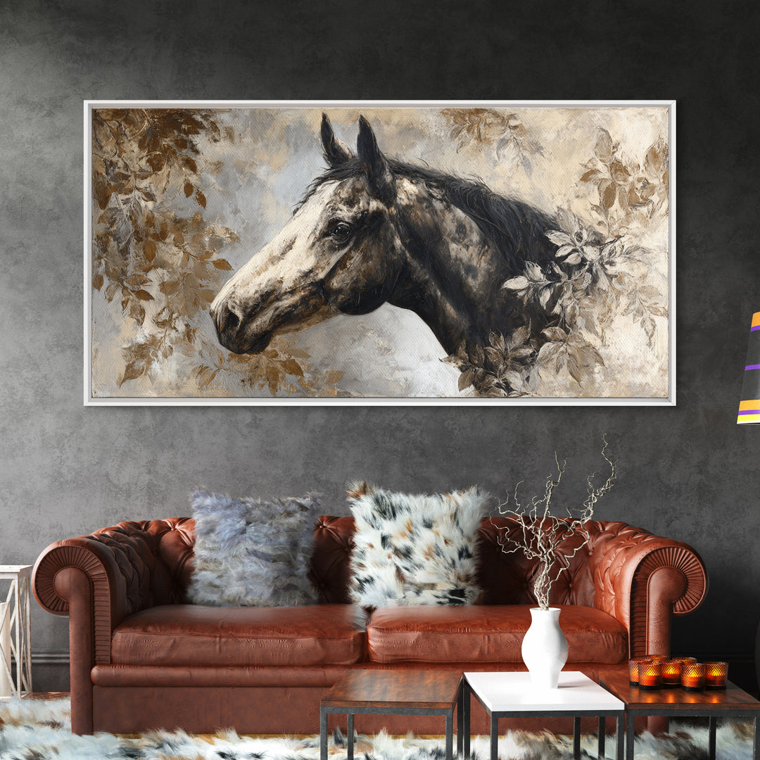 Majestic Horse Head Canvas Print, Animal Art, Digital Wall Art, Living Room Decor, Oil Painting, Creature, Modern Wall Art, ANI-2x1-47