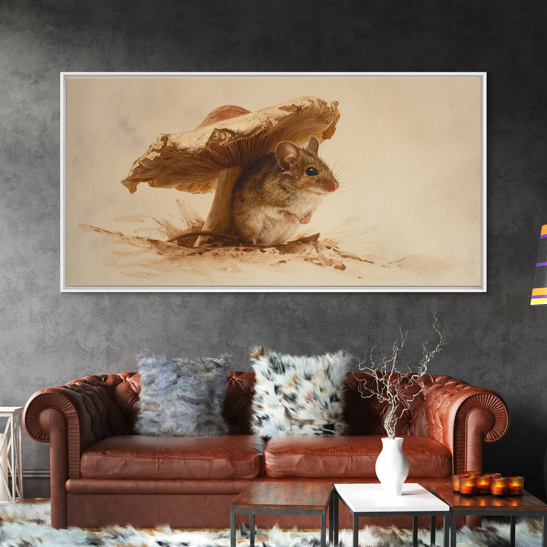 Tiny Field Mouse Canvas Print, Animal Art, Contemporary Art, Living Room Decor, Fine Art, Creature, Digital Wall Art, ANI-2x1-54