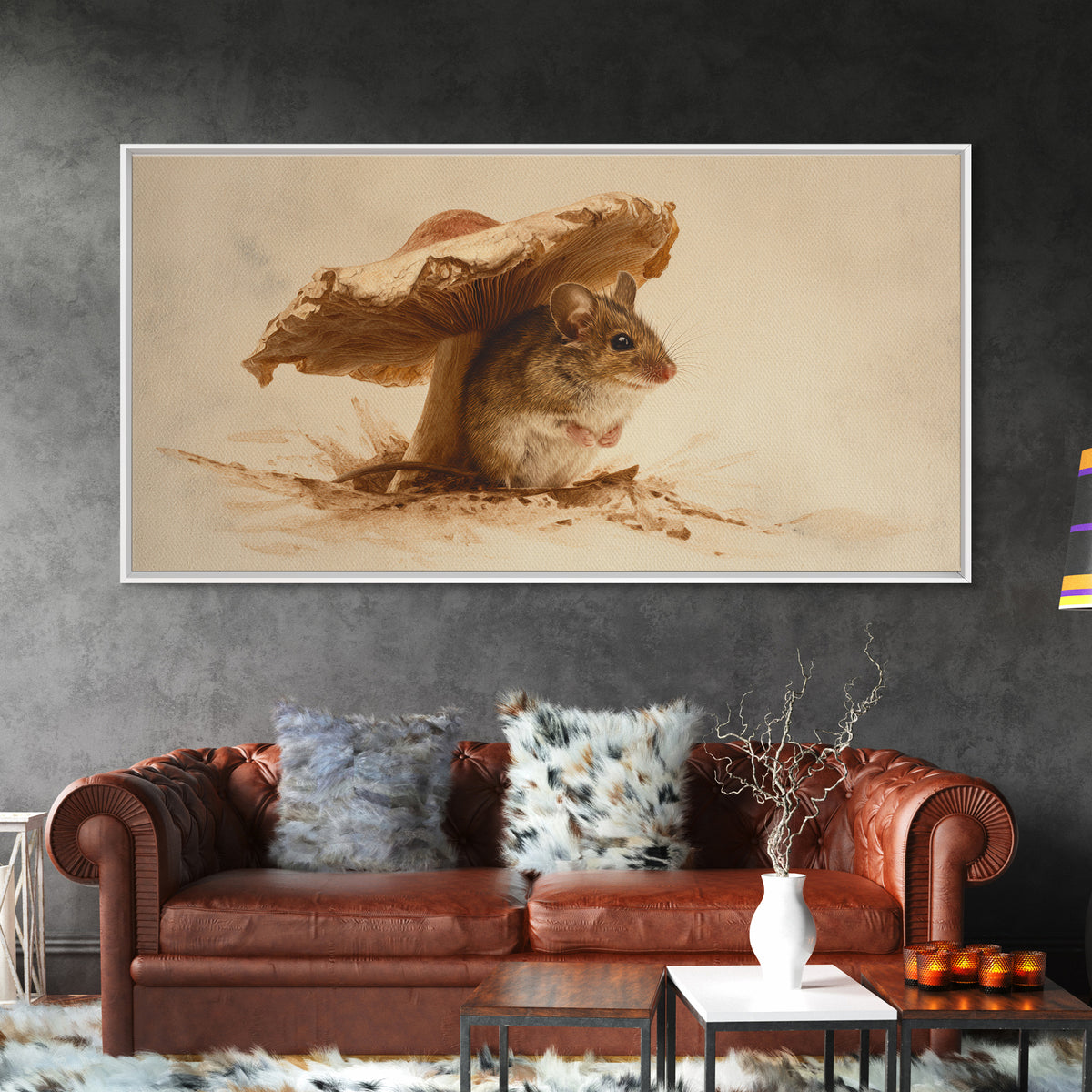 Tiny Field Mouse Canvas Print, Animal Art, Contemporary Art, Living Room Decor, Fine Art, Creature, Digital Wall Art, ANI-2x1-54