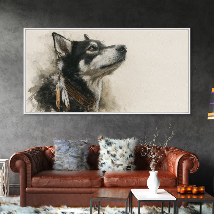 Dog Portrait with Painterly Collar and Loyal Canvas Print, Animal Art, Wall Decor, Living Room Decor, Oil Painting, Creature, ANI-2x1-57