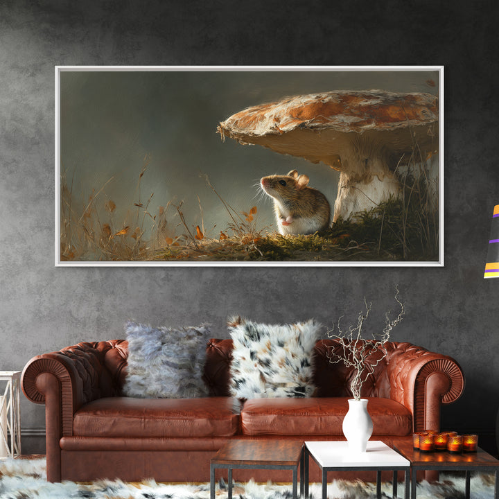Tiny Field Mouse Framed Canvas Print, Animal Art, Luxury Decor, Living Room Decor, Fine Art, Creature, Digital Art, Printable, ANI-2x1-6