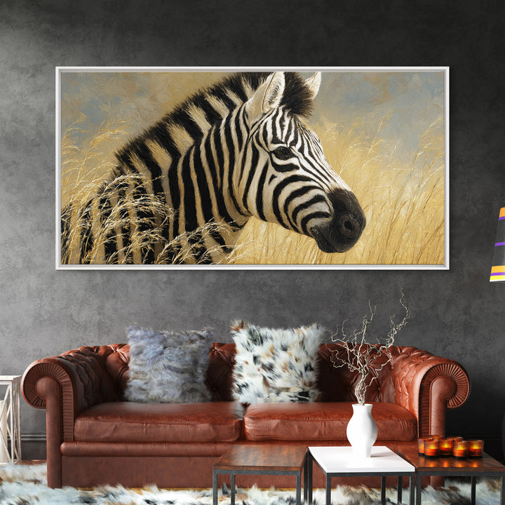Zebra Portrait with Bold Graphic Stripe Pattern Canvas Print, Animal Art, Decor, Living Room Decor, Fine Art, Creature, ANI-2x1-61