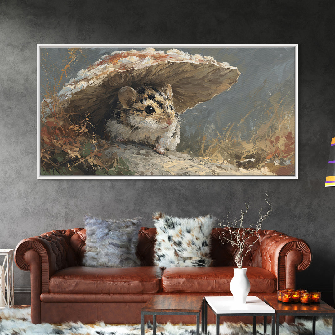 Tiny Field Mouse Canvas Print, Animal Art, Contemporary Art, Living Room Decor, Fine Art, Creature, Digital Wall Art, ANI-2x1-78
