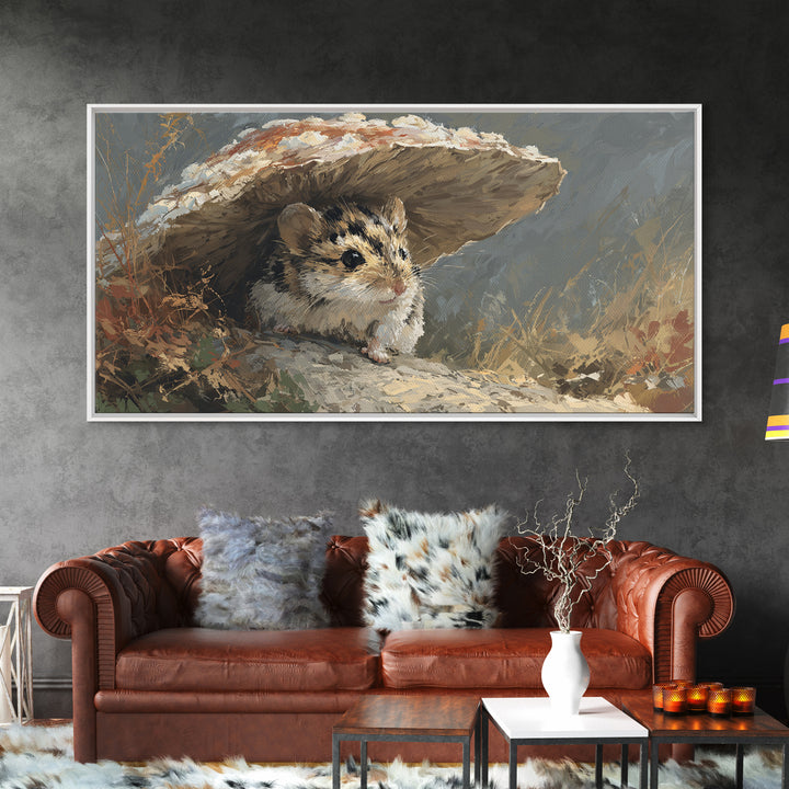 Tiny Field Mouse Canvas Print, Animal Art, Contemporary Art, Living Room Decor, Fine Art, Creature, Digital Wall Art, ANI-2x1-78