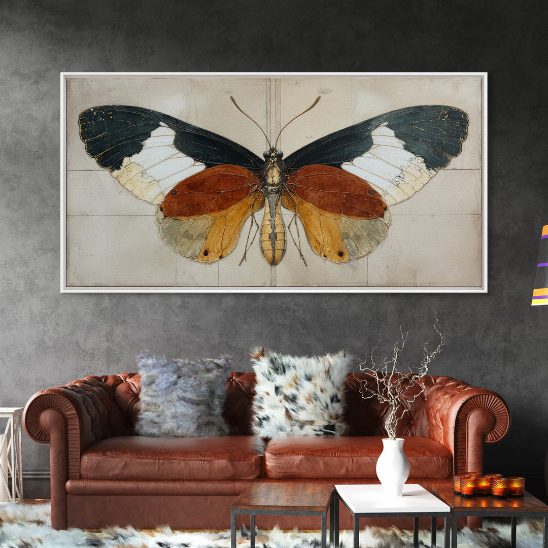 Butterfly Specimen Composition Framed Canvas Print, Animal Art, Digital Art, Living Room Decor, Creature, Farmhouse Decor, ANI-2x1-91