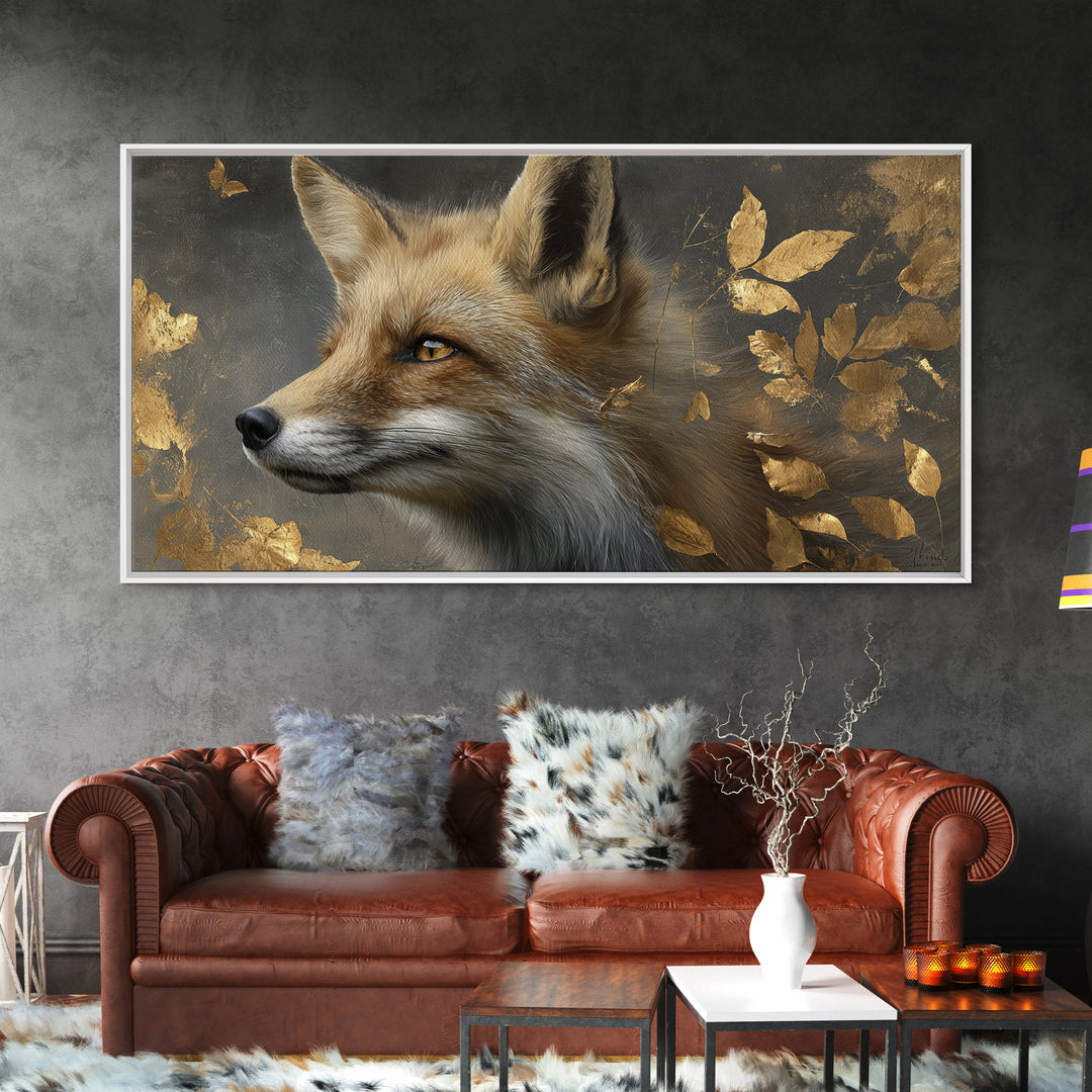 Dignified Fox Portrait Canvas Print, Animal Art, Digital Wall Art, Living Room Decor, Fine Art, Creature, Modern Wall Art, ANI-2x1-93