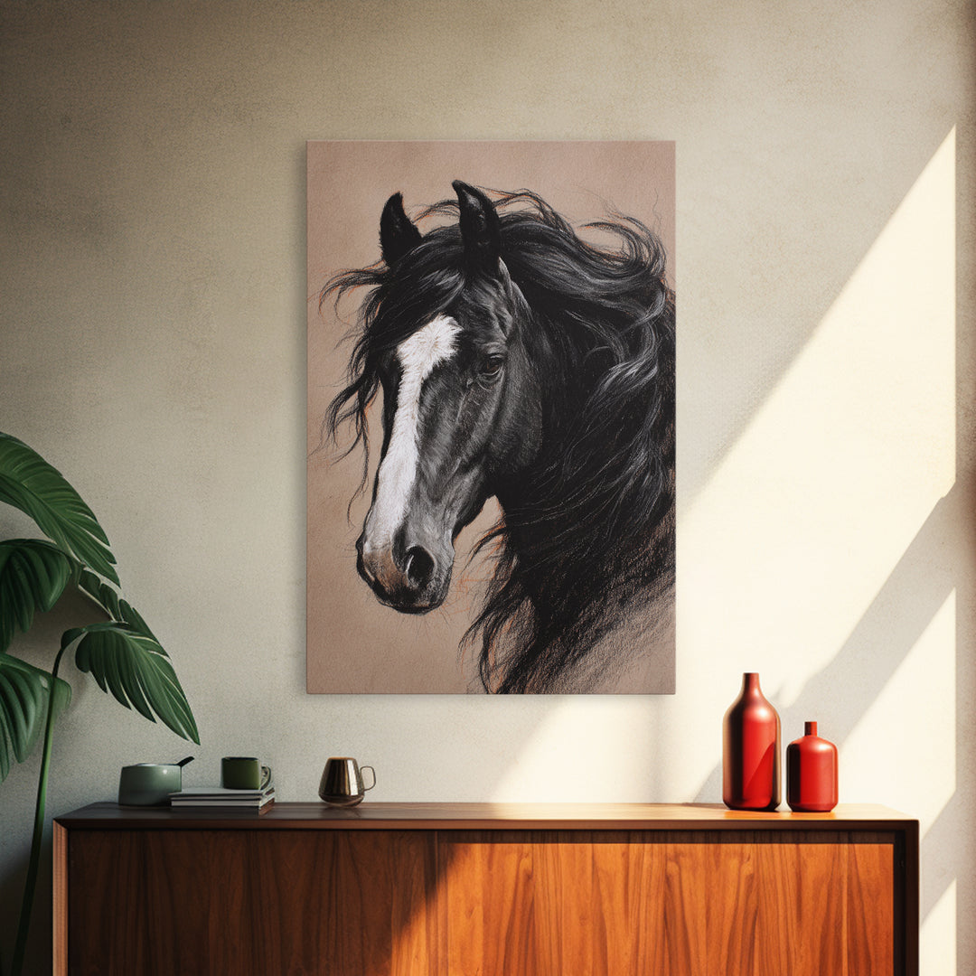 Majestic Horse Head Canvas Print, Animal Art, Downloadable Art, Living Room Decor, Abstract Art, Creature, Minimalist Decor, ANI-2x3-11