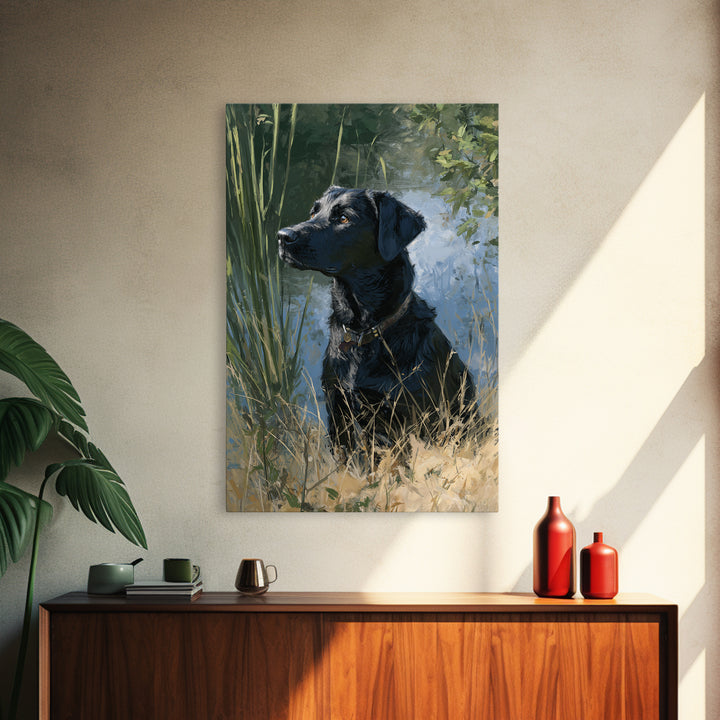 Dog Portrait with Painterly Collar and Loyal Framed Canvas Print, Animal Art, Contemporary Art, Living Room Decor, Creature, ANI-2x3-21