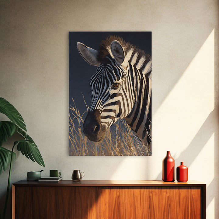 Zebra Portrait with Bold Graphic Stripe Pattern Canvas Print, Animal Art, Print, Living Room Decor, Fine Art, Creature, ANI-2x3-49