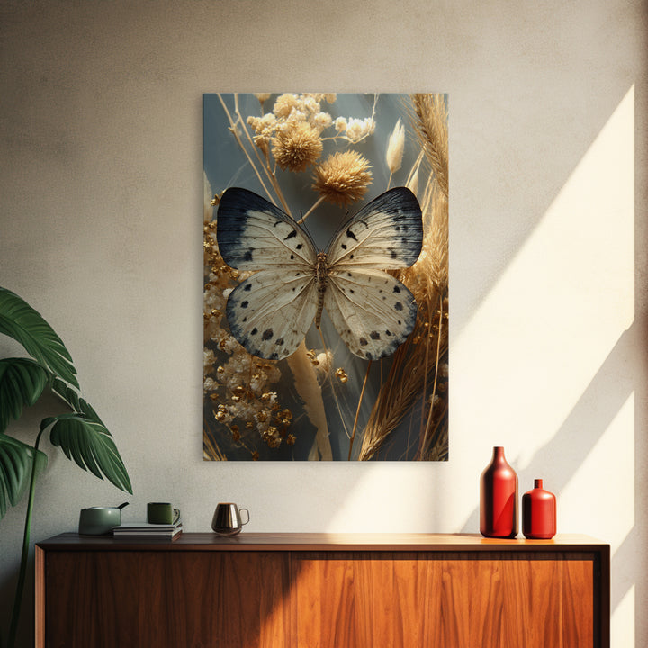 Butterfly Specimen Composition Framed Canvas Print, Animal Art, Textured Painting, Living Room Decor, Fine Art, Creature, ANI-2x3-55