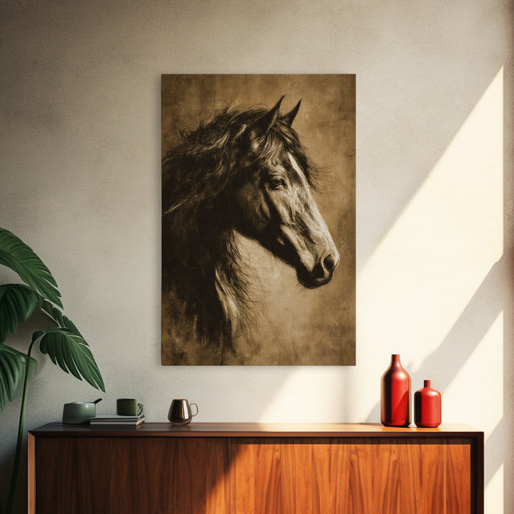 Majestic Horse Head Framed Canvas Print, Animal Art, Wall Decor, Living Room Decor, Oil Painting, Creature, Nursery Wall Art, ANI-2x3-59