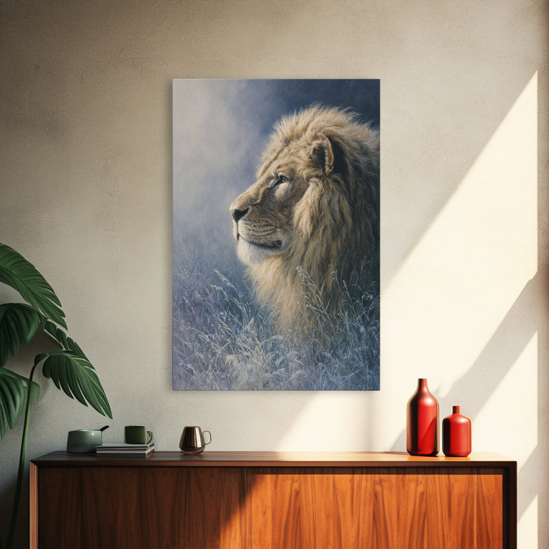 Regal Lion Profile Canvas Print, Animal Art, Original Painting, Living Room Decor, Fine Art, Creature, Boho Wall Art, ANI-2x3-65
