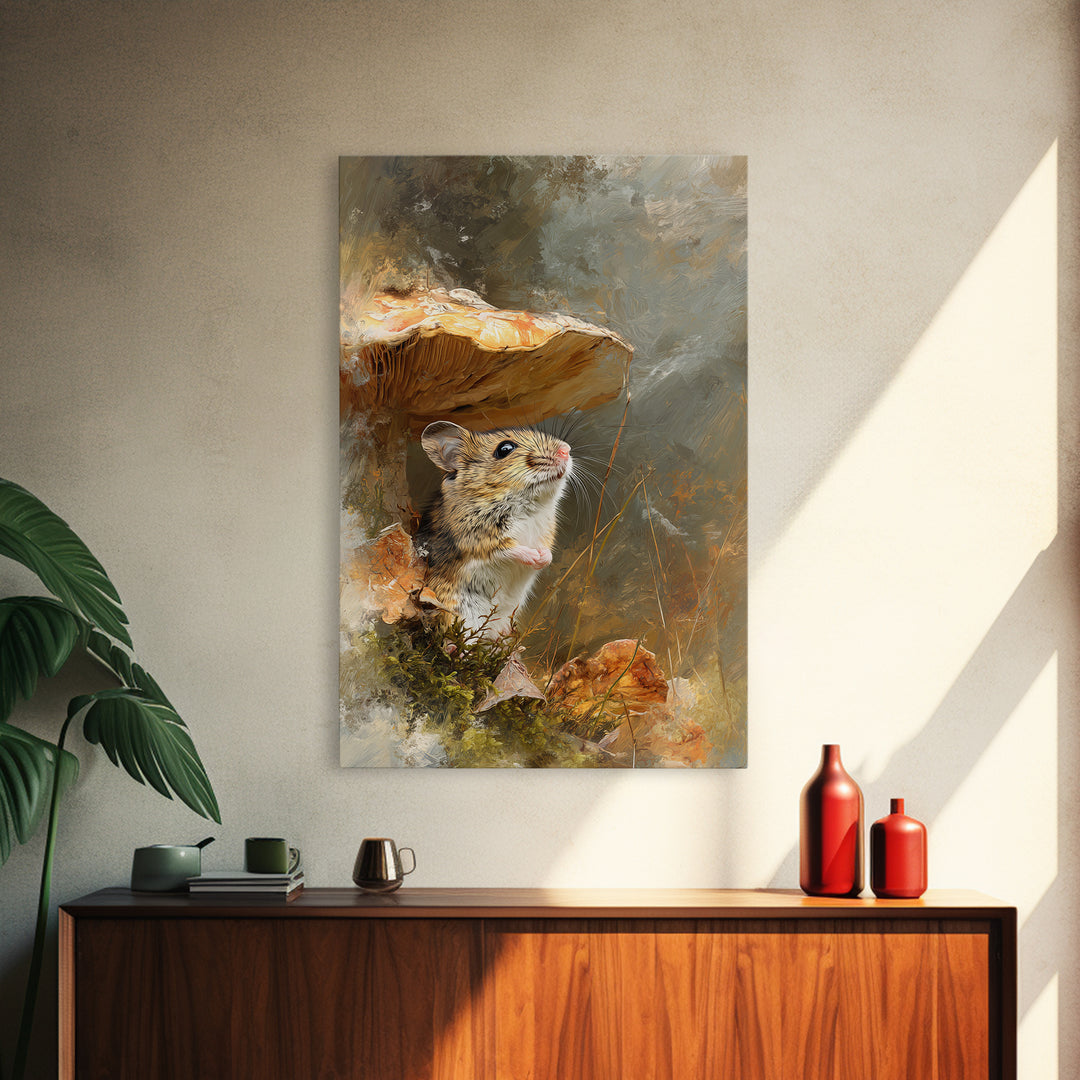 Tiny Field Mouse Canvas Print, Animal Art, Home Decor, Living Room Decor, Oil Painting, Creature, Art Deco, Original Art, ANI-2x3-66