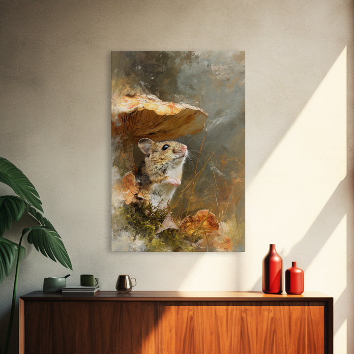 Tiny Field Mouse Canvas Print, Animal Art, Home Decor, Living Room Decor, Oil Painting, Creature, Art Deco, Original Art, ANI-2x3-66