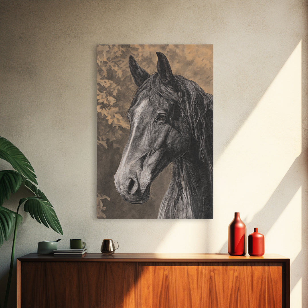 Majestic Horse Head Framed Canvas Print, Animal Art, Original Art, Living Room Decor, Abstract Art, Creature, ANI-2x3-83