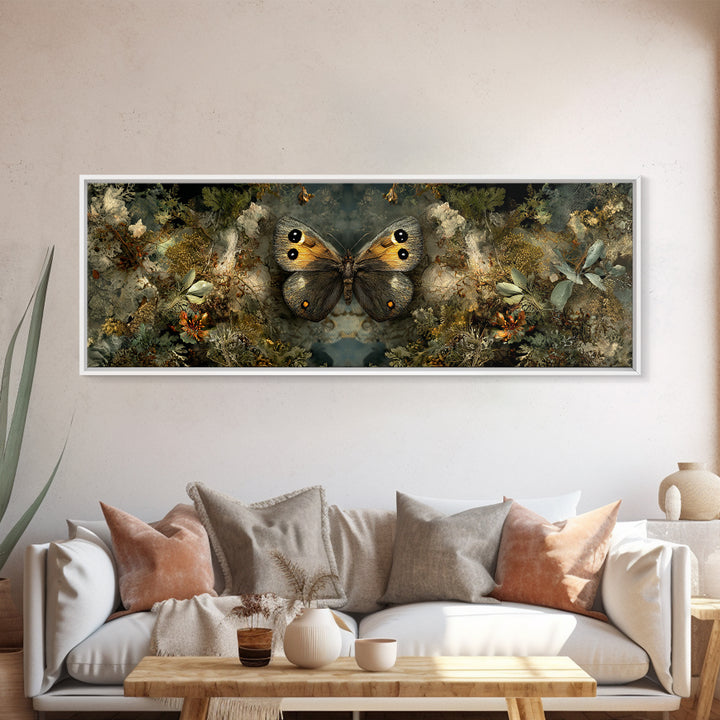 Butterfly Specimen Composition Framed Canvas Print, Animal Art, Trendy Wall Art, Living Room Decor, Fine Art, Creature, ANI-3x1-15