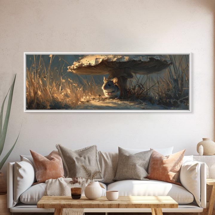 Tiny Field Mouse Framed Canvas Print, Animal Art, Digital Prints, Living Room Decor, Fine Art, Creature, Printable Art, ANI-3x1-2