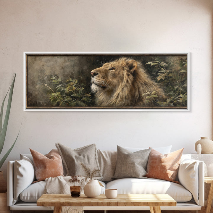 Regal Lion Profile Canvas Print, Animal Art, Farmhouse Decor, Living Room Decor, Abstract Art, Creature, Neutral Decor, ANI-3x1-25