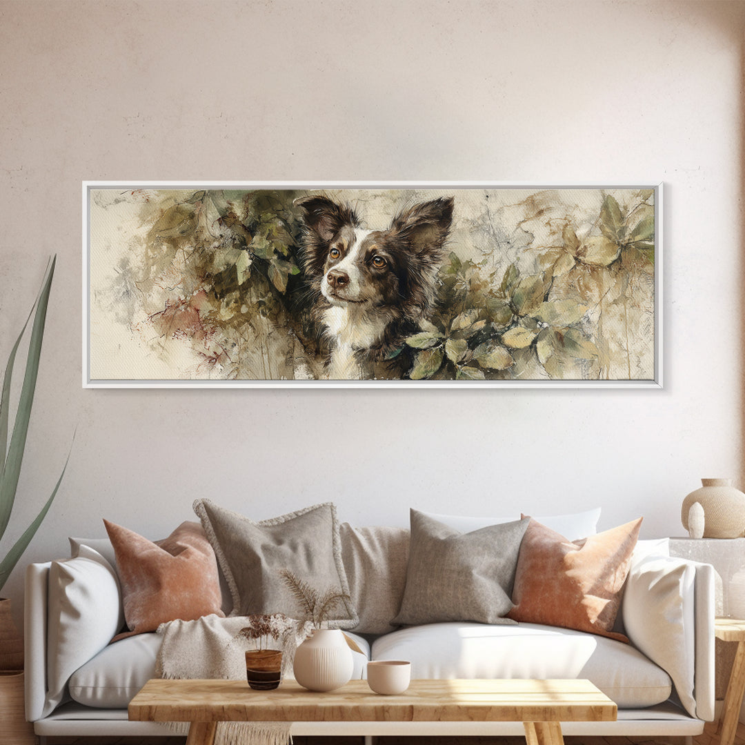 Dog Portrait with Painterly Collar and Loyal Canvas Print, Animal Art, Original Art, Living Room Decor, Fine Art, Creature, ANI-3x1-29