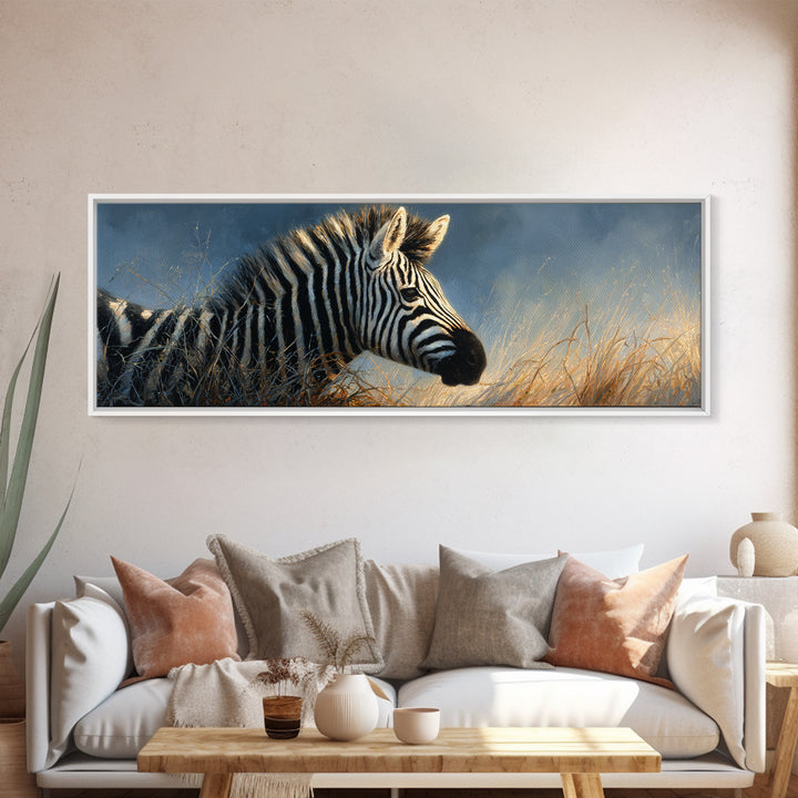 Zebra Portrait with Bold Graphic Stripe Pattern Canvas Print, Animal Art, Nursery Wall Art, Living Room Decor, Creature, ANI-3x1-33