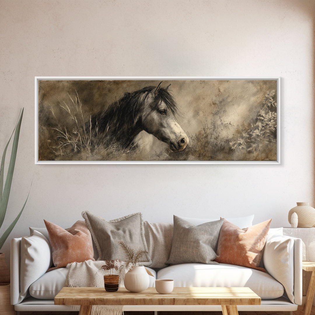 Majestic Horse Head Canvas Print, Animal Art, Art, Living Room Decor, Fine Art, Creature, Original Art, Nursery Wall Art, ANI-3x1-43