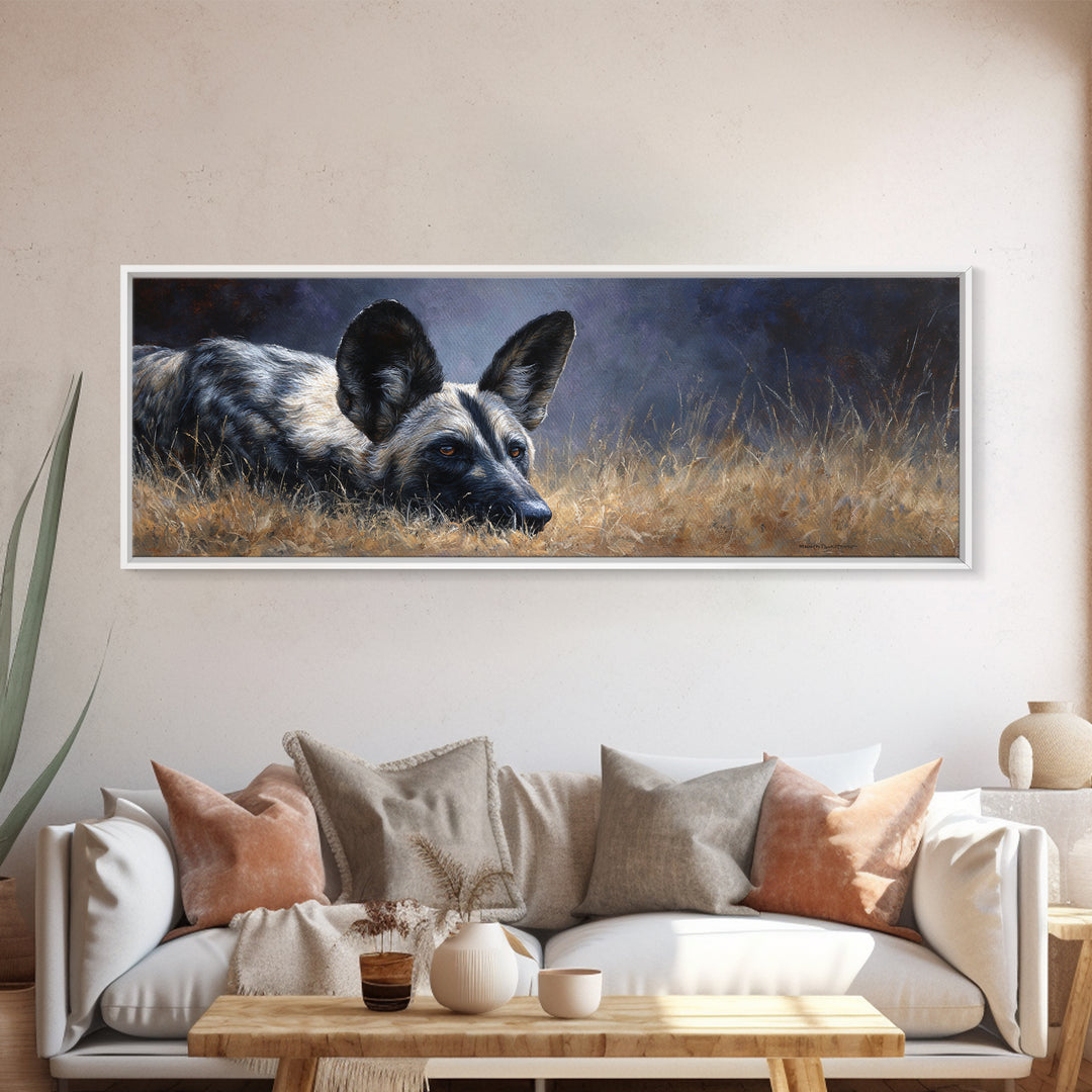 Dog Portrait with Painterly Collar and Loyal Framed Canvas Print, Animal Art, Printable Wall Art, Living Room Decor, Creature, ANI-3x1-5