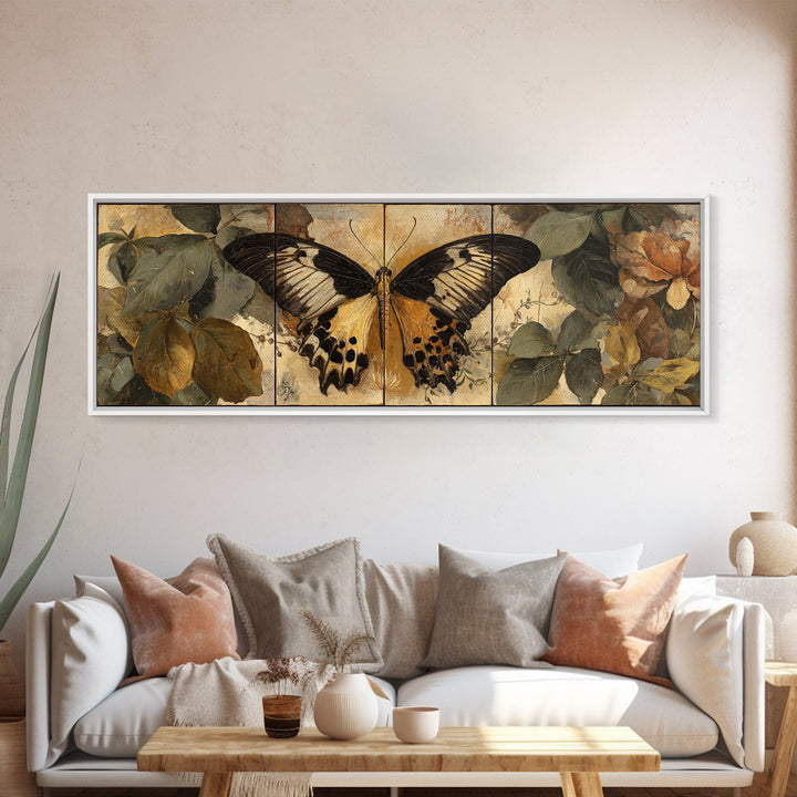 Butterfly Specimen Composition Framed Canvas Print, Animal Art, Room Decor, Living Room Decor, Fine Art, Creature, Printable, ANI-3x1-63