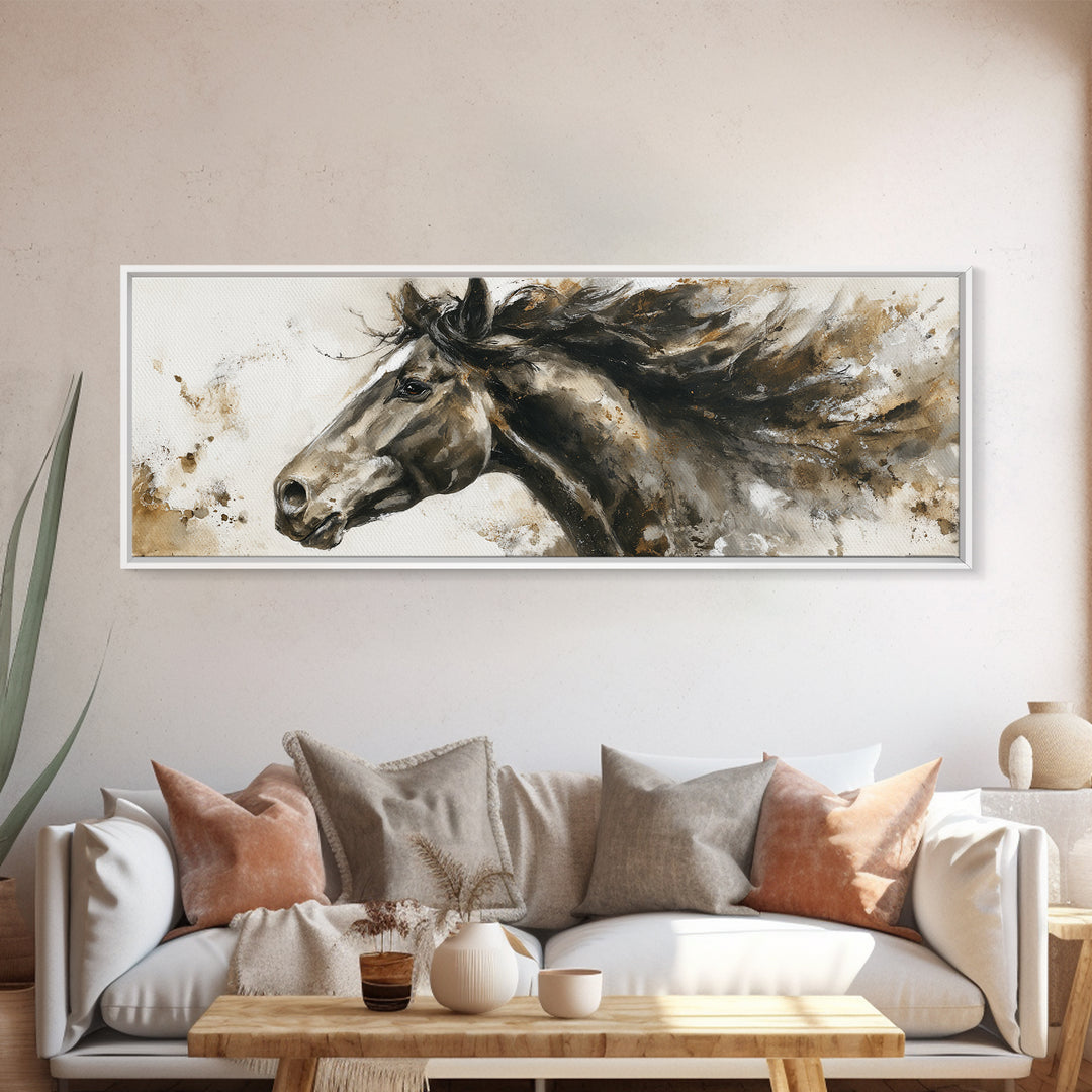 Majestic Horse Head Framed Canvas Print, Animal Art, Printable, Living Room Decor, Abstract Art, Creature, Nursery, ANI-3x1-67