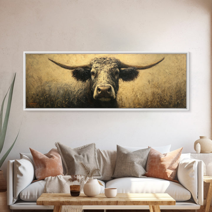 Gentle Cow Portrait Canvas Print, Animal Art, Printable Wall Art, Living Room Decor, Fine Art, Creature, Boho Wall Art, ANI-3x1-71