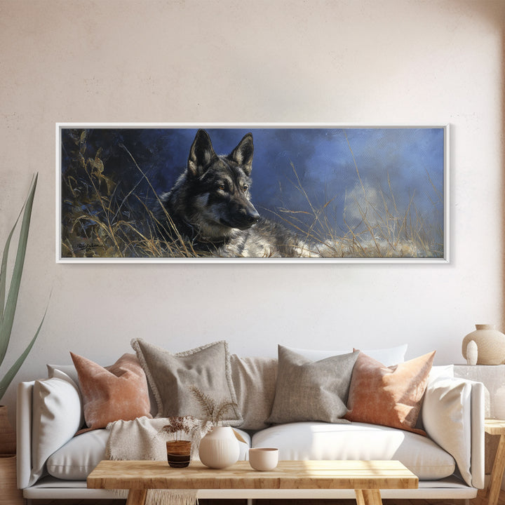 Dog Portrait with Painterly Collar and Loyal Framed Canvas Print, Animal Art, Nursery, Living Room Decor, Fine Art, Creature, ANI-3x1-77