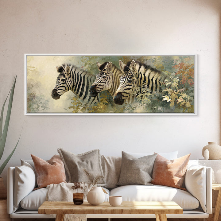 Zebra Portrait with Bold Graphic Stripe Pattern Framed Canvas Print, Animal Art, Living Room Decor, Fine Art, Creature, ANI-3x1-81