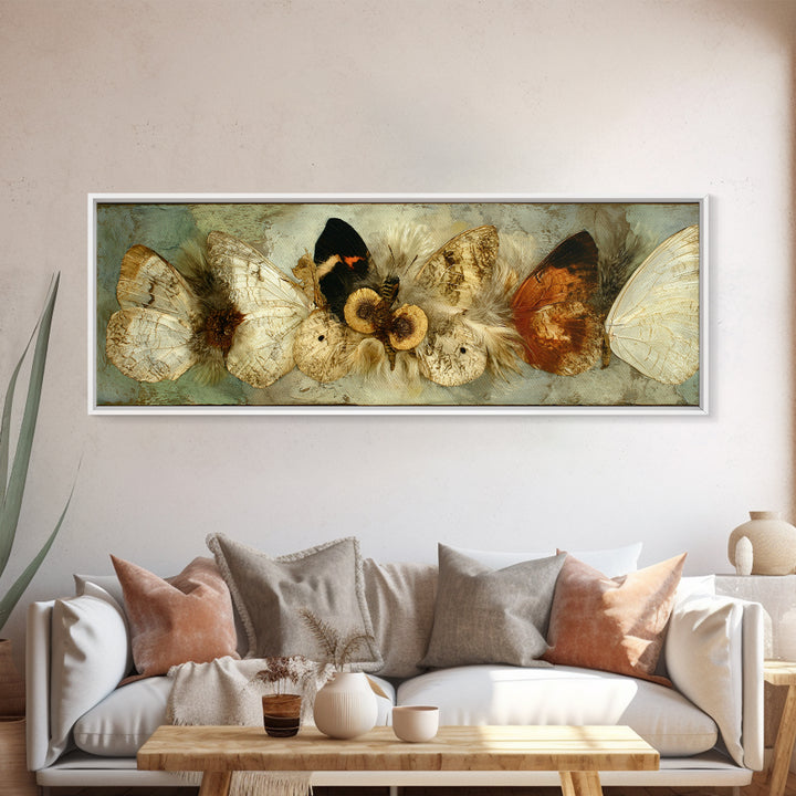 Butterfly Specimen Composition Framed Canvas Print, Animal Art, Digital Art, Living Room Decor, Creature, Farmhouse Decor, ANI-3x1-87