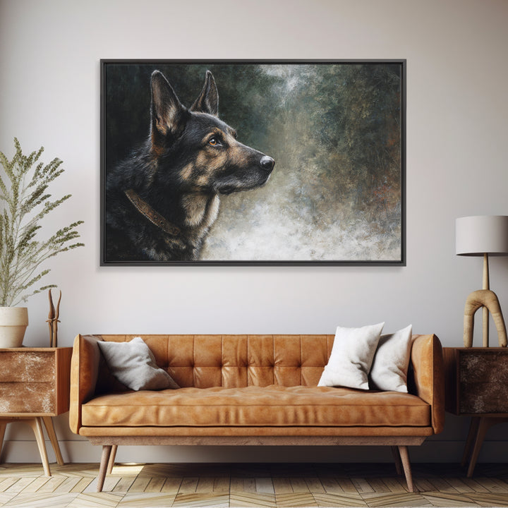 Dog Portrait with Painterly Collar and Loyal Canvas Print, Animal Art, Digital Print, Living Room Decor, Oil Painting, Creature, ANI-3x2-17