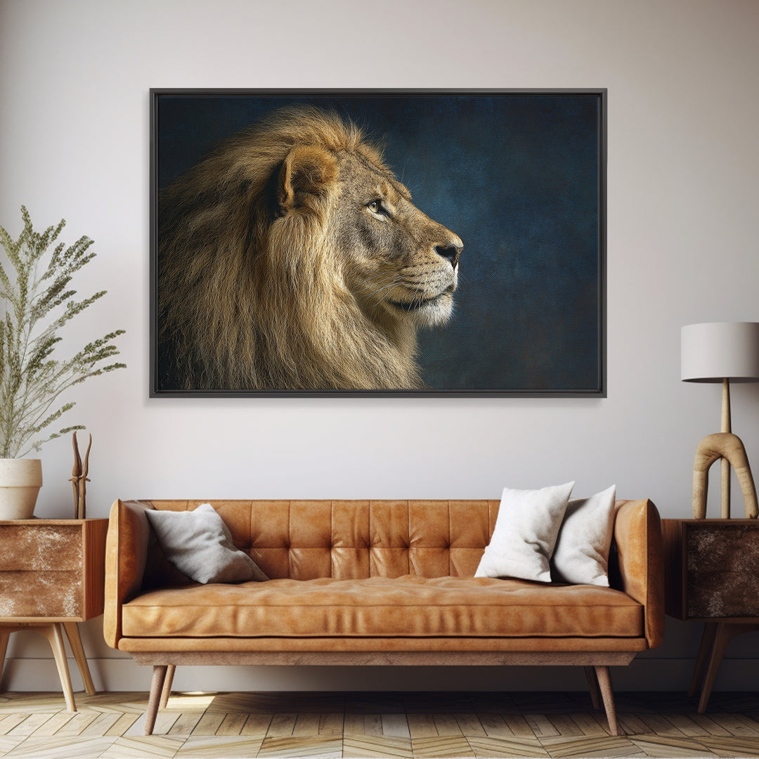 Regal Lion Profile Canvas Print, Animal Art, Living Room Decor, Oil Painting, Creature, Fine Art Print, Statement Artwork, ANI-3x2-37