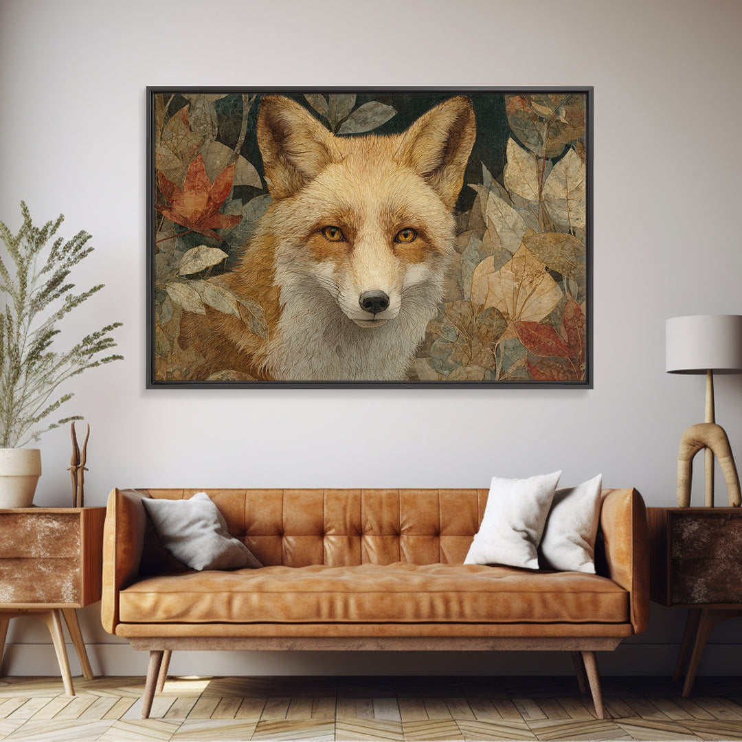 Dignified Fox Portrait Framed Canvas Print, Animal Art, Farmhouse Decor, Living Room Decor, Fine Art, Creature, Neutral Decor, ANI-3x2-5