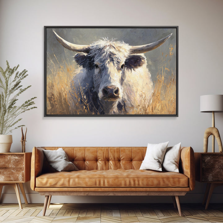 Gentle Cow Portrait Framed Canvas Print, Animal Art, Art Print, Living Room Decor, Fine Art, Creature, Digital Art, Printable, ANI-3x2-59